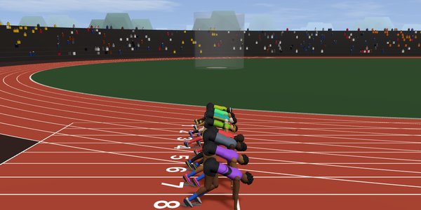 Sprinters leaving the blocks in the sprintgame